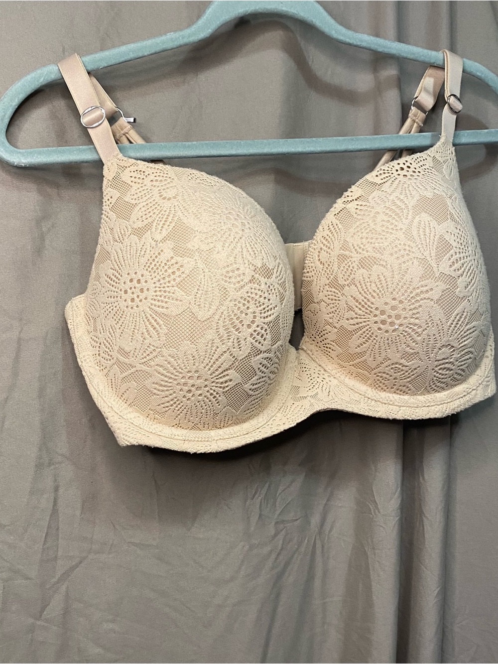 Aerie Sunnie Real Good Lace Demi Bra | 38DDD | Nude Floral Lace - Picture 2 of 8